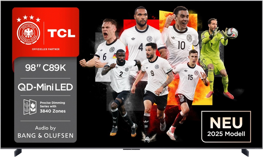 Bild 1 von TCL 98C89K. Neuheit 2025. MiniLED/QLEDPro. 5000 Nits. 3048 Dimmingzonen. Fast rahmenlos. B&O Sound!
