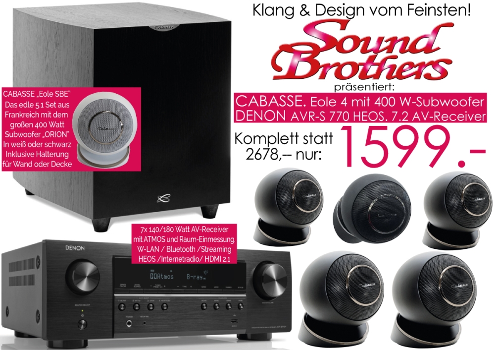 Bild 1 von CABASSE Eole mit Orion-Sub / DENON AVR-S 770 HEOS -7.1-Set der Spitzenklasse zum ACTION DEALZ-Preis!