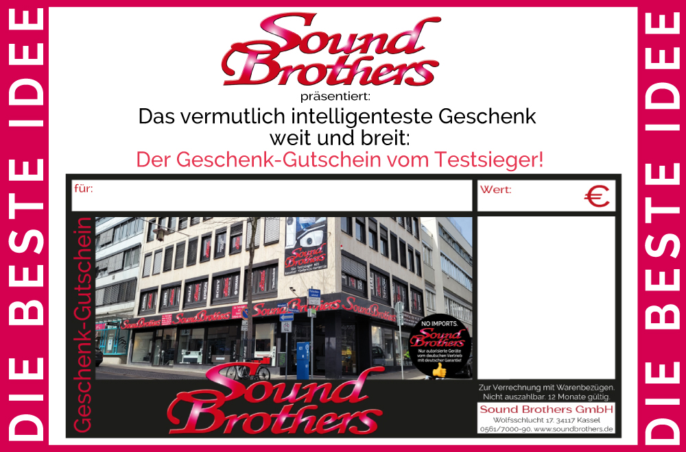 Bild 1 von Sound Brothers Geschenk-Gutschein. Verschiedene Werte ab 50 Euro!