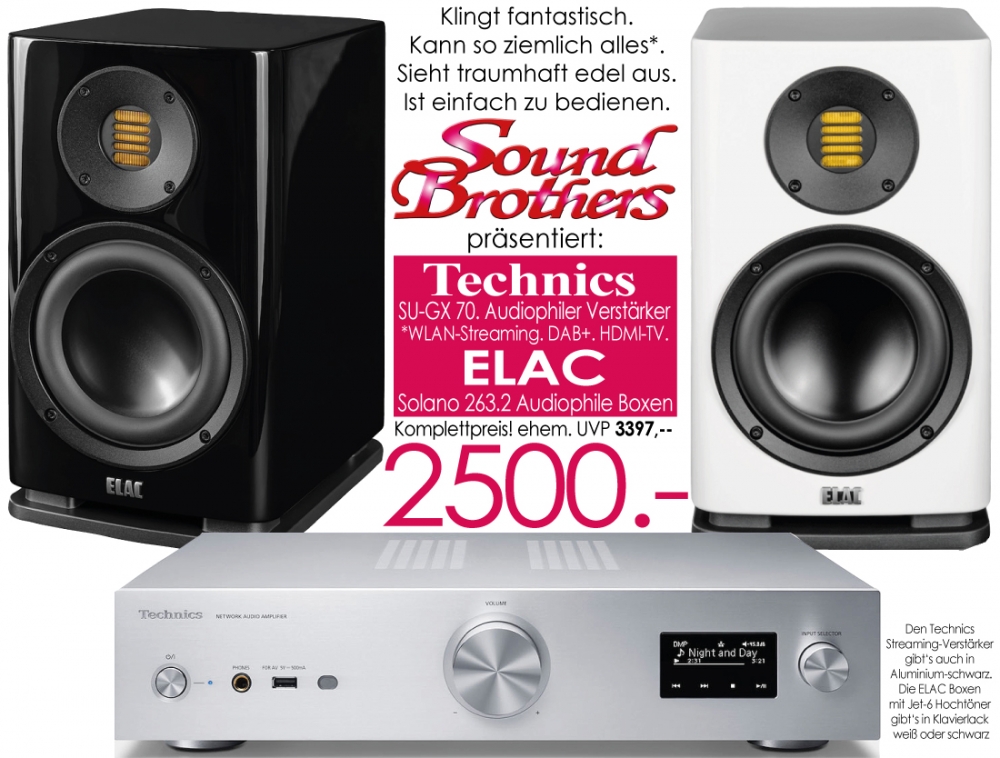 Bild 1 von Technics SU-GX 70/ELAC Solano - Paket der Spitzenklasse. Klingt vorzüglich. Sonderpreis!  / (Farbe) schwarz/schwarz