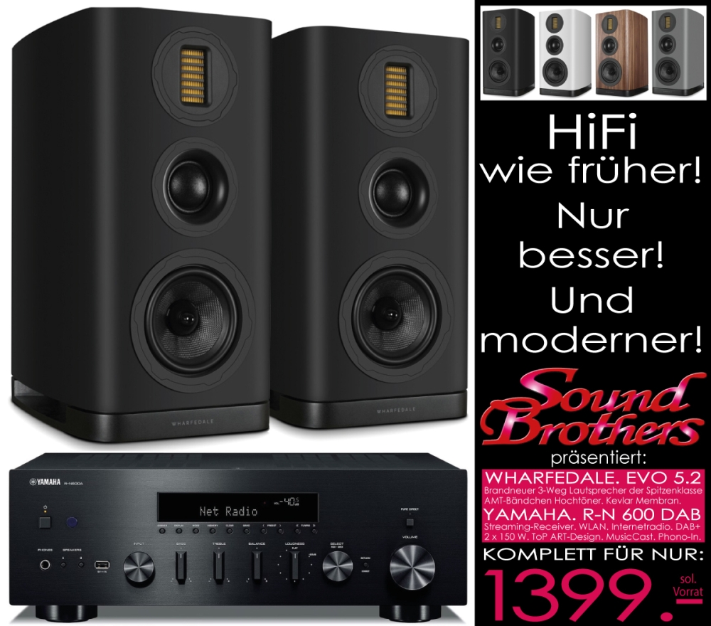 Bild 1 von WHARFEDALE/YAMAHA-Paket: Die neue EVO 5.2 plus 2 x 150W Streaming-Receiver R-N 600. Zum Superpreis!