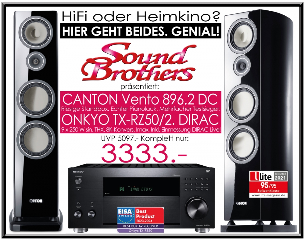 Bild 1 von ONKYO/CANTON Paket d. Spitzenklasse. 9.2 AV-Receiver +DIRAC Live/ Traumhafte Standboxen. Superpreis!