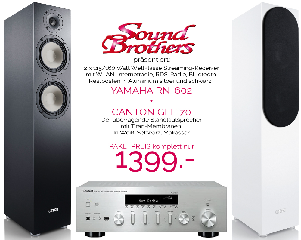 Bild 1 von YAMAHA/CANTON HiFi-Paket. Streaming-Receiver R-N 602 mit den edlen CANTON GLE-70. Passt!