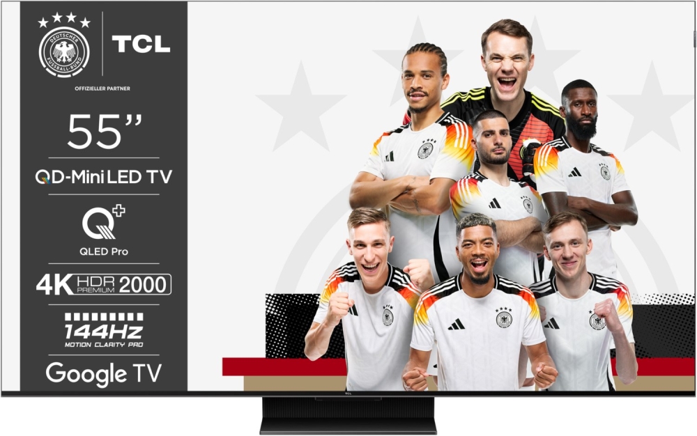 Bild 1 von TCL 55C 79N DE. Mini-LED/QLED. 139 cm. Alu-Rahmen. ONKYO Sound. 144 Hz! 2000 Nits! Restposten!