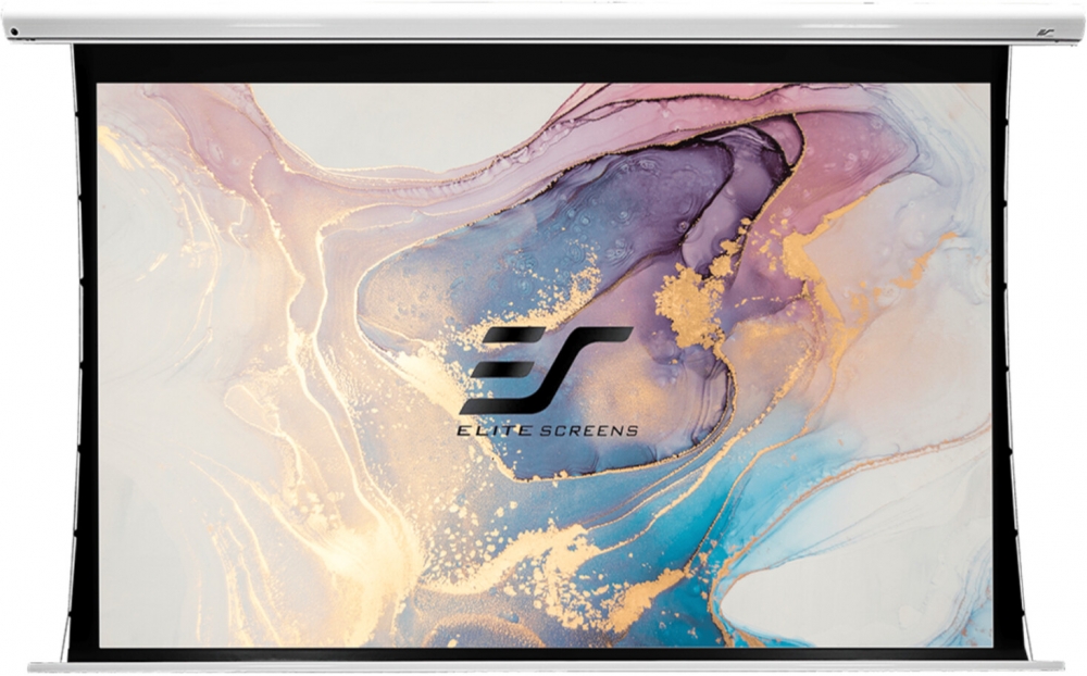 Bild 1 von Elite Screens Saker Tab Tension. Profi-Motorleinwand mit Seilspannung. Cine Grey -Tuch. Gehäuse weiß  / (Größe) 110 Zoll  30 cm Vorlauf