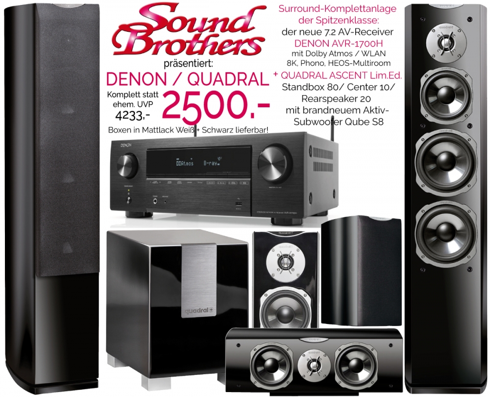 Bild 1 von DENON AVR-X 1700H /QUADRAL Ascent Lim.Ed. Surround-System der Spitzenklasse zum Wahnsinnspreis!