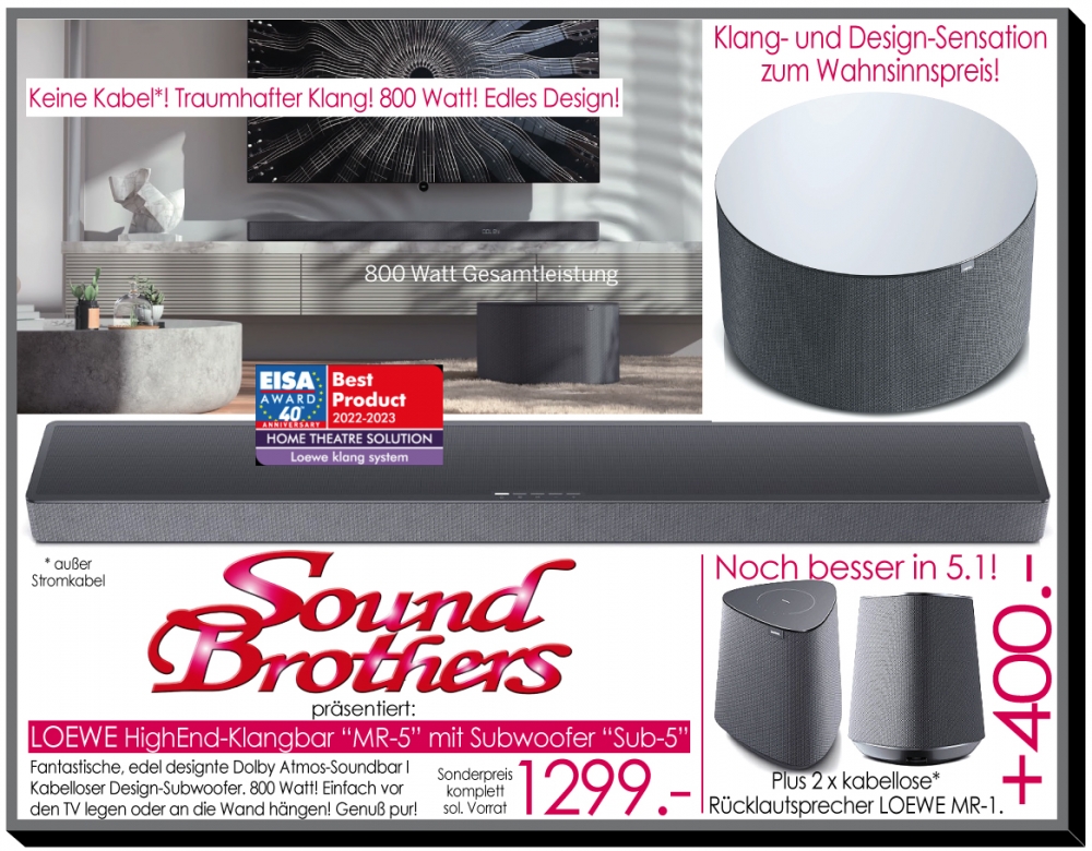 Bild 1 von LOEWE Klang Bar 5 mr Soundbar + Subwoofer basalt grey.  Sommer-Aktion!
