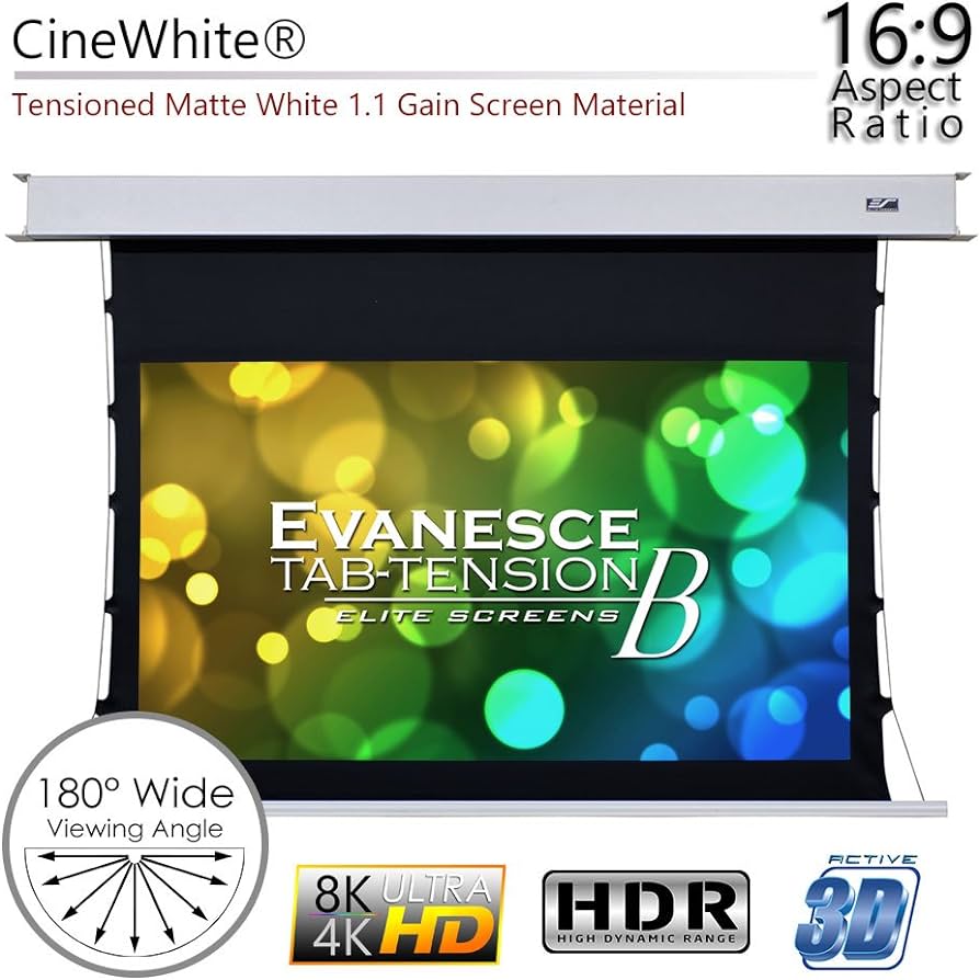 Bild 1 von Elite Screens EVANESCE TAB TENSION. Deckeneinbau-Motorleinwand. 16:9.Max-White Fiberglass-Tuch!