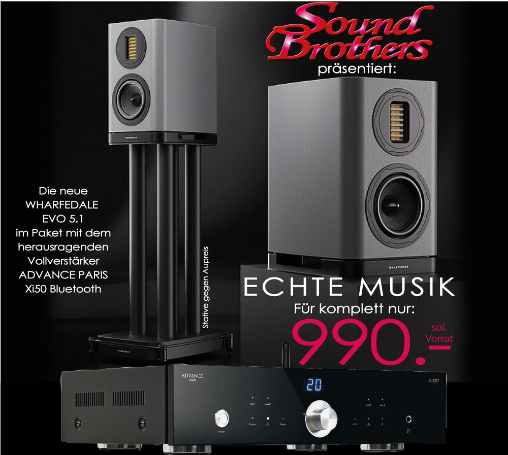 Bild 1 von Kleines, feines HighEnd-Paket: WHARFEDALE Evo 5.1 mit Verstärker ADVANCE PARIS Xi50BT
