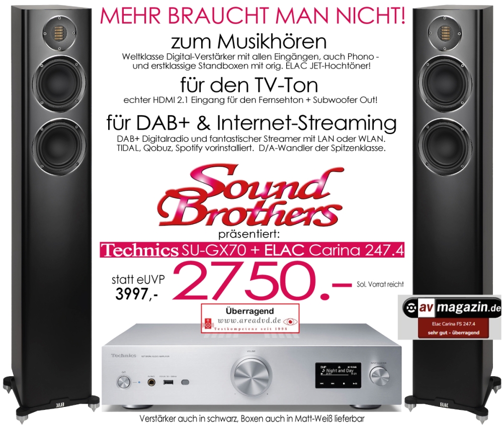 Bild 1 von Technics SU-GX 70/ELAC Carina 274.4 - Paket der Spitzenklasse. Klingt vorzüglich. Sonderpreis!