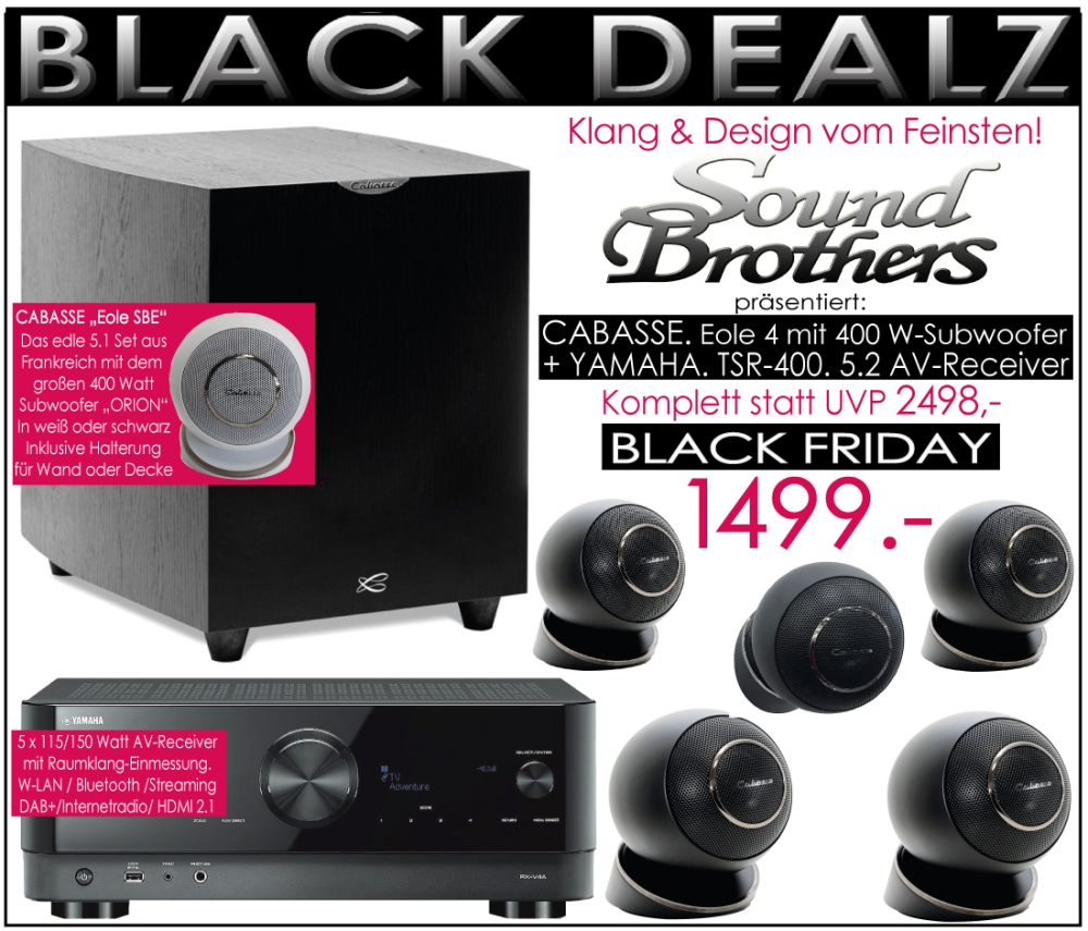 Bild 1 von CABASSE Eole mit Orion-Sub / YAMAHA TSR-400 -5.1-Set der Spitzenklasse zum Super Start-Preis!!