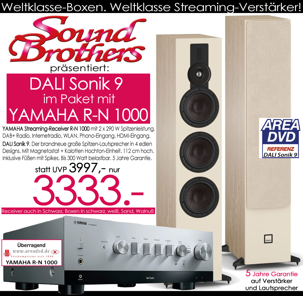 Bild 1 von DALI Sonik 9 + YAMAHA R-N 1000 - Paket der Spitzenklasse zum Superpreis!