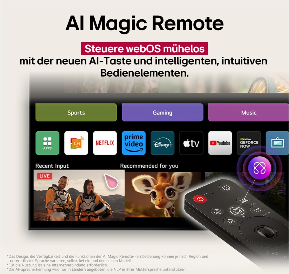 Bild 1 von LG 55 C58. Neuheit 2025. OLED-EVO/AI. 139 cm. 144 Hz!